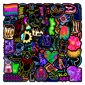 Стикеры наклейки неоновые Color Pack 4