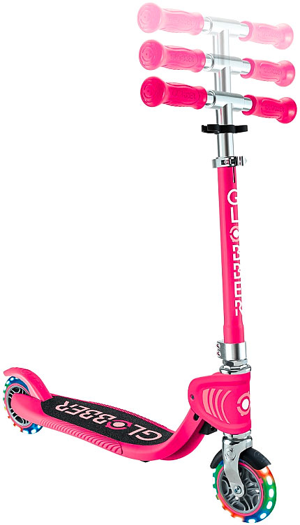 Самокат Globber FLOW 125 FOLDABLE JUNIOR LIGHTS (2025) розовый