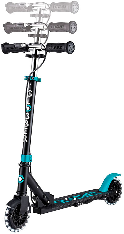 Самокат Globber FLOW ELEMENT JUNIOR LIGHTS черно-бирюзовый