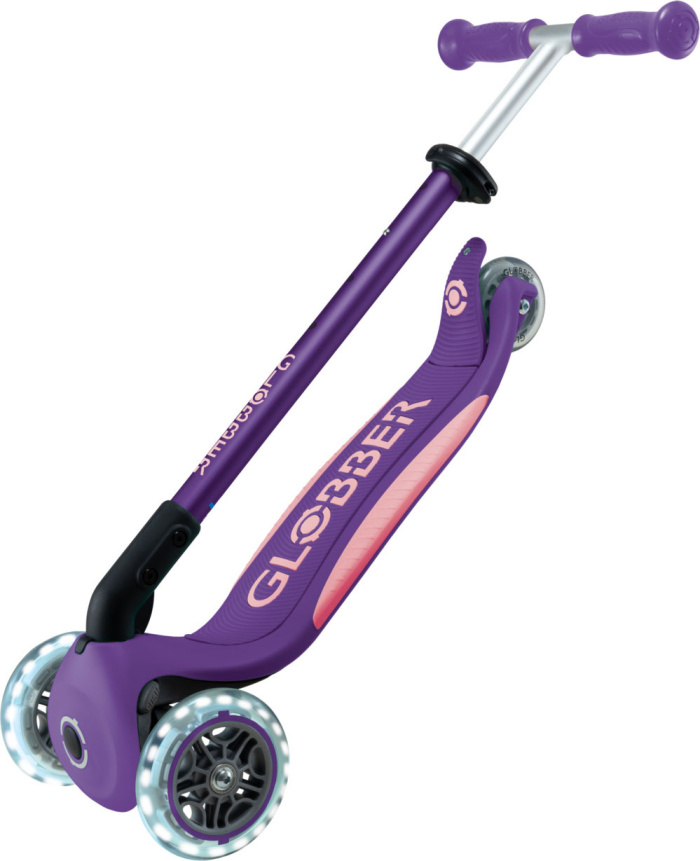 Самокат трехколесный Globber PRIMO FOLDABLE PLUS LIGHTS V2 (2025) фиолетовый